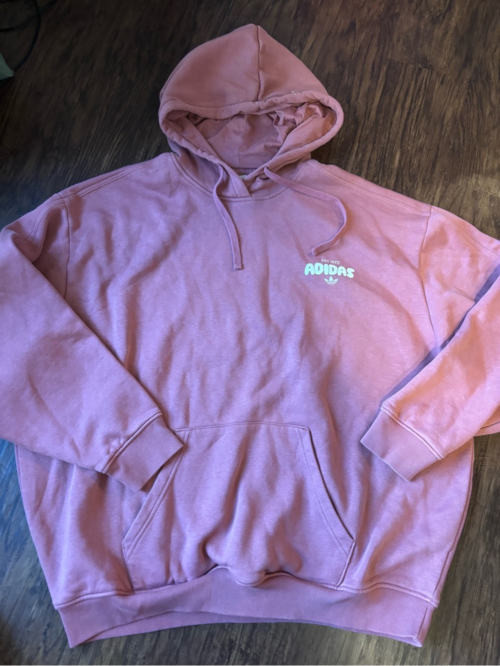 adidas Pink Pullover Hoodie with Chest Logo